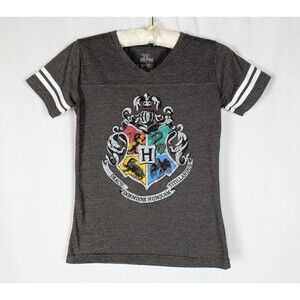 Harry Potter Universal Studios Tshirt S Women's Gray Hogwarts Crest Short Sleeve